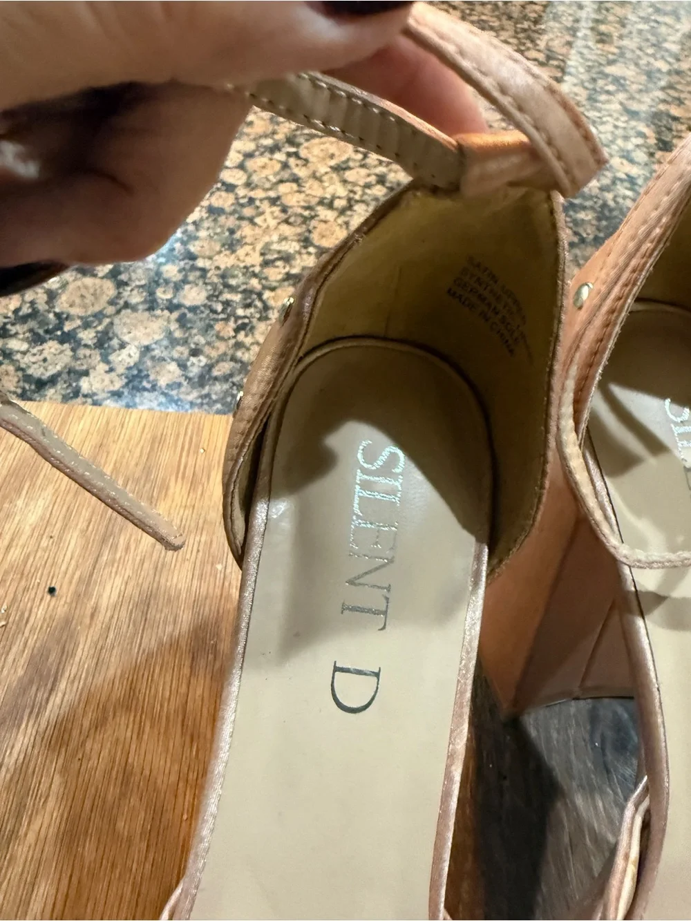 Platform Ankle-Strap Studded Heels in Blush